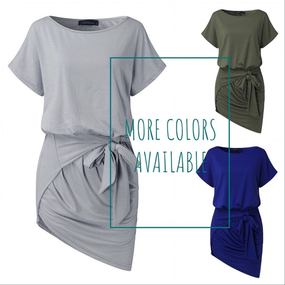 LAST ONE - MEDIUM Tie Front Mini Dress - Green - Picture 5 of 5